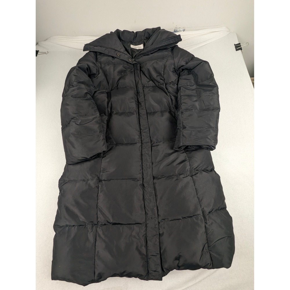 Calvin Klein Black Down Puffer Coat Oversized Pillow Collar CW710091 Womens L - Picture 3 of 16